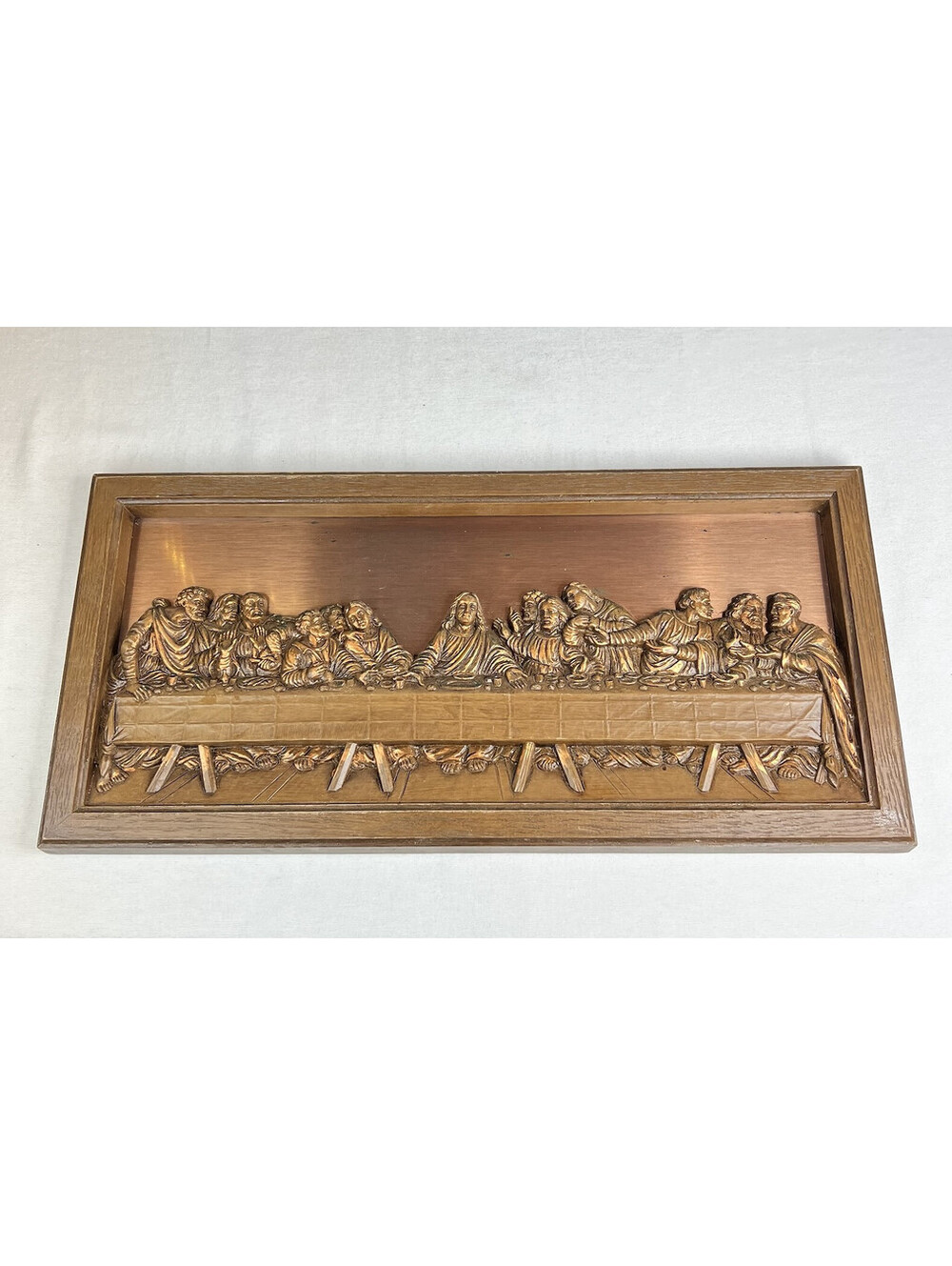 Vintage Last Supper Copper Resin Plaque Wall Hanging Religious LEONARDO DA VINCI